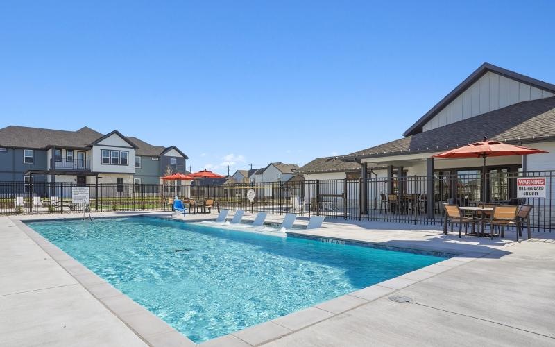 a swimming pool in a neighborhood