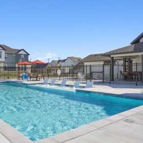 Resort-style swimming pool a swimming pool in a neighborhood